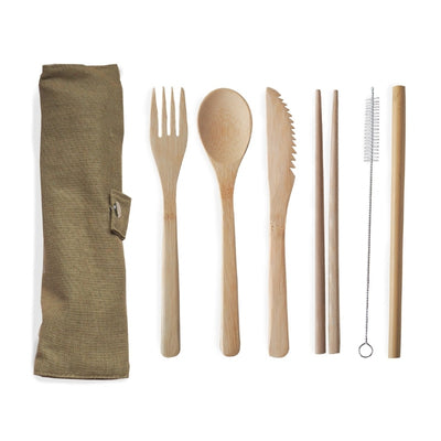 Brush It On Cutlery Set - Bamboo - Reusable - Brown