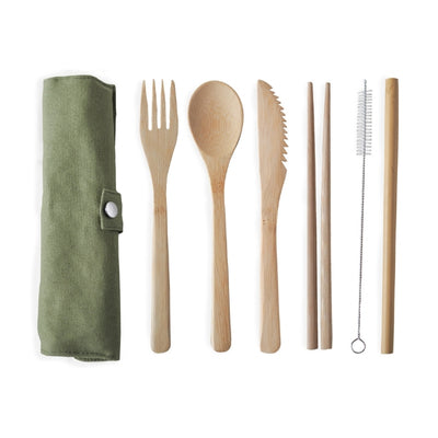 Brush It On Cutlery Set - Bamboo - Reusable - Green