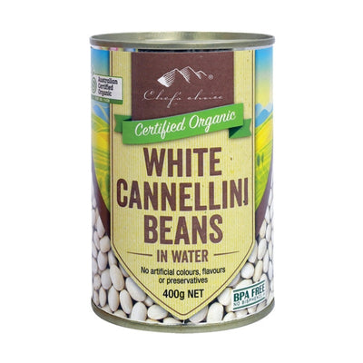 Chefs Choice Organic Beans - White Cannellini Beans in Water Canned 400g
