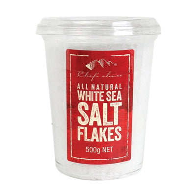 Chefs Choice Salt - All Natural White Sea Salt Flakes Container 500g