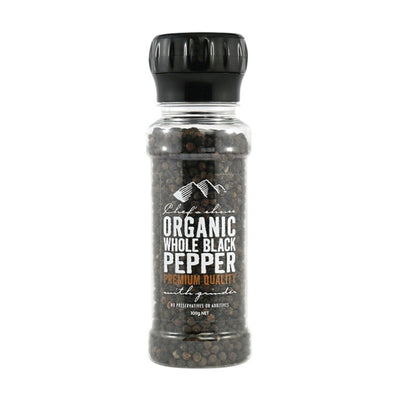 Chefs Choice Organic Pepper - Black Whole in Grinder 100g