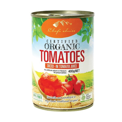 Chefs Choice Organic Tomatoes - Diced Canned 400g