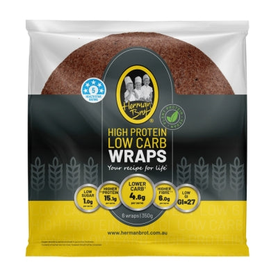 Herman Brot Wraps - High Protein Low Carb 6pk 350g